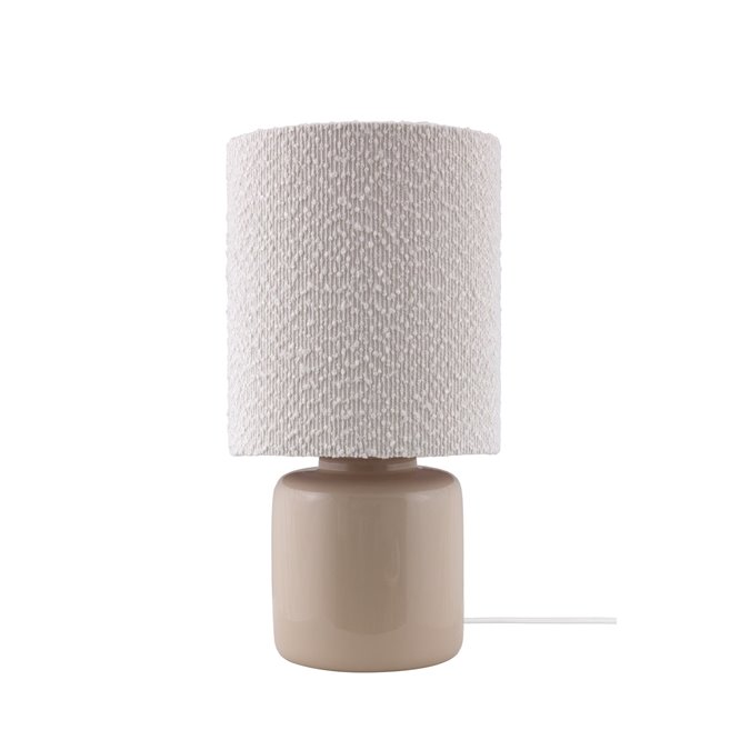 Beżowa lampa stołowa japandi boucle Florian 39cm 02